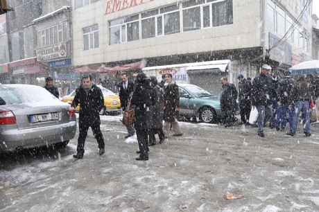 Yüksekova'da dünden beri yağan kar yağşı hayatı felç etti.