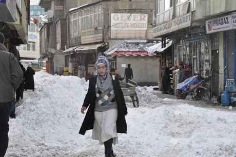 Yüksekova'da üç gündür aralıklarla yağan kar yağışı hayatı felç etti. 