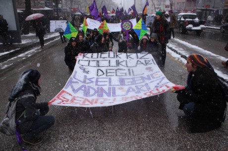 8 Mart Dünya Kadınlar Günü nedeniyle Mardin, Batman, Ankara, Mersin, İstanbul, Aydın, Ağrı, Muş, Van, Kars, Erzurum ve Hakkari'de düzenlenen miting ve etkinlere katılarak alanları gökkuşağı rengine büründüren onbinlerce kadın, Başbakan Erdoğan'ın 