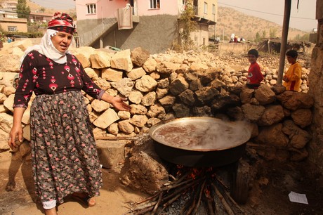 Sonbahar ile birlikte yeşil örtünün yerini sarı örtüye bıraktığı bölgede, köylülerin kış hazırlığı başladı. Köylüler, bağ bozumu ile pestil (Bastiq), cevizli sucuk (Benî), pekmez ve salça gibi ürünlerle kışa hazırlanıyor.