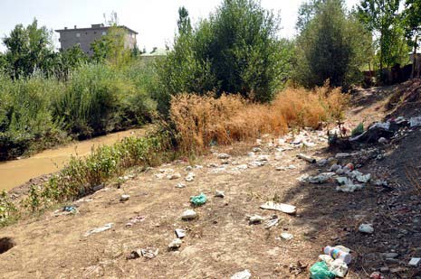 Hakkarinin Yüksekova ilçesinde çarşı merkezi içinde giden dere yatağı insan sağlığını tehdit ediyor. Mikrop yuvası haline gelen dere yatağı vatandaşların tepki gösteriyor.