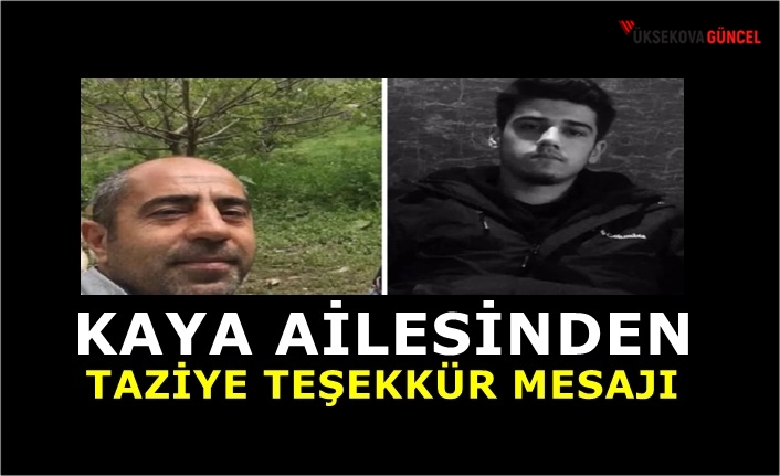 Kaya Ailesinden Taziye Teşekkür Mesajı