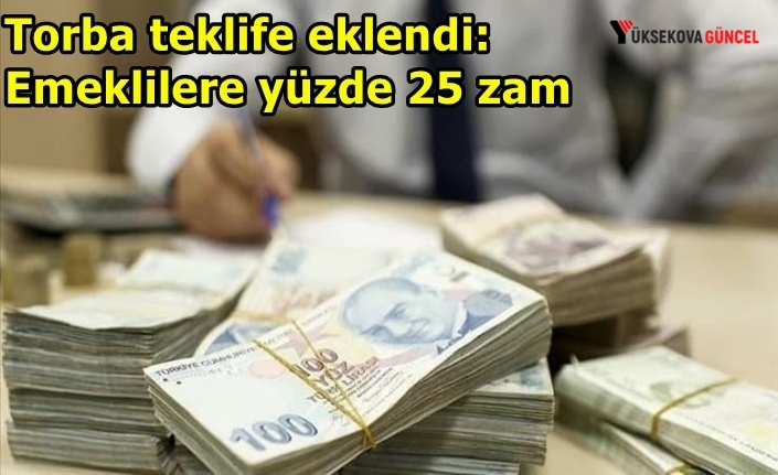 Torba teklife eklendi: Emeklilere yüzde 25 zam