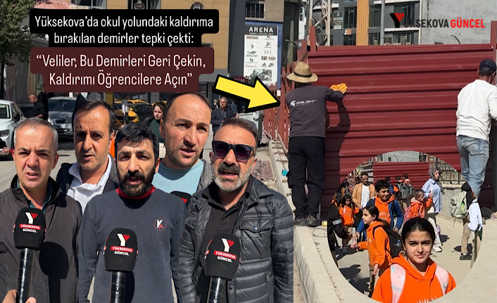 Yüksekova’da okul yolundaki kaldırıma bırakılan demirler tepki çekti: “Veliler, Bu Demirleri Geri Çekin, Kaldırımı Öğrencilere Açın”