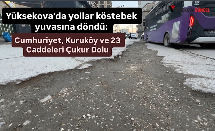 Yüksekova'da yollar köstebek yuvasına döndü: Cumhuriyet, Kuruköy ve 23 Nisan Caddeleri Çukur Dolu