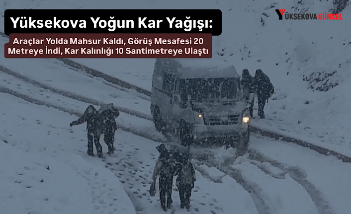 Yüksekova Yoğun Kar Yağışı: Araçlar Yolda Mahsur Kaldı, Görüş Mesafesi 20 Metreye İndi, Kar Kalınlığı 10 Santimetreye Ulaştı