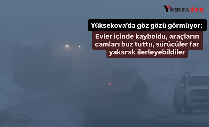 Yüksekova’da göz gözü görmüyor: Evler içinde kayboldu, araçların camları buz tuttu, sürücüler far yakarak ilerleyebildiler