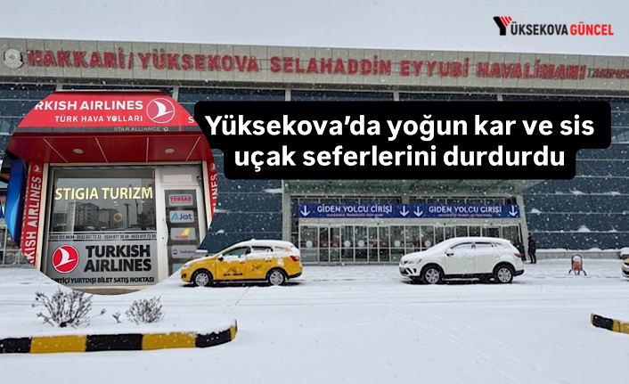 Yüksekova’da yoğun kar ve sis uçak seferlerini durdurdu