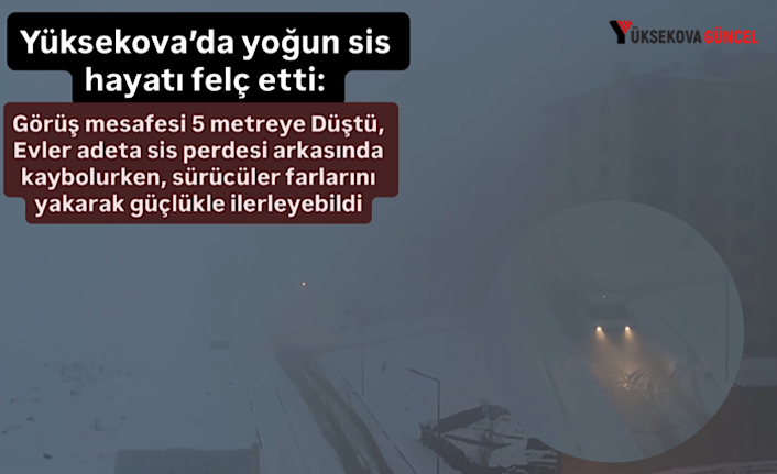 Yüksekova’da yoğun sis hayatı felç etti: Görüş mesafesi 5 metreye Düştü, Evler adeta sis perdesi arkasında kaybolurken, sürücüler farlarını yakarak güçlükle ilerleyebildi