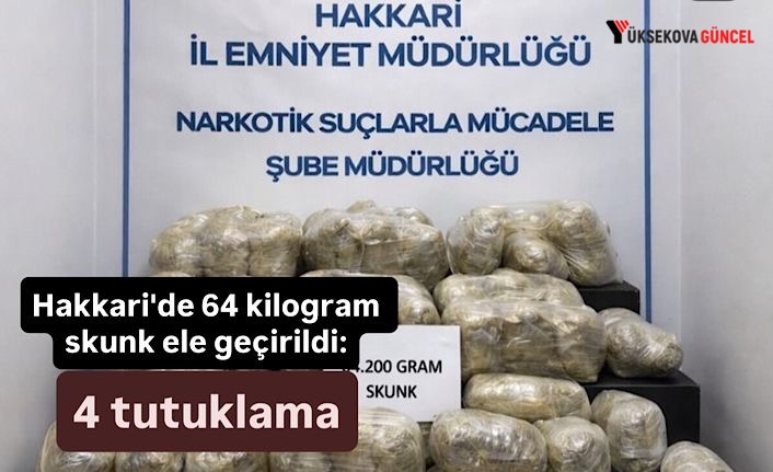 Hakkari'de 64 kilogram skunk ele geçirildi: 4 tutuklama