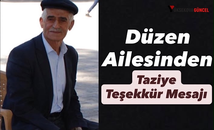 Düzen Ailesinden Taziye Teşekkür Mesajı
