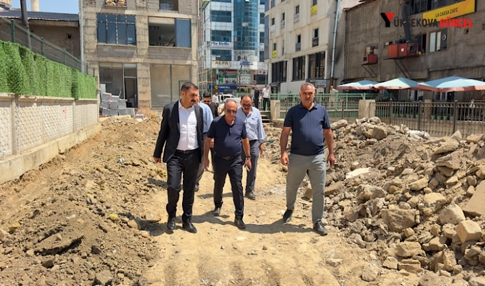 Çaycı Esnafı için oluşturulan alanda Yüksekova Belediyesi Eşbaşkanı Şoreş Diri incelemelerde bulundu