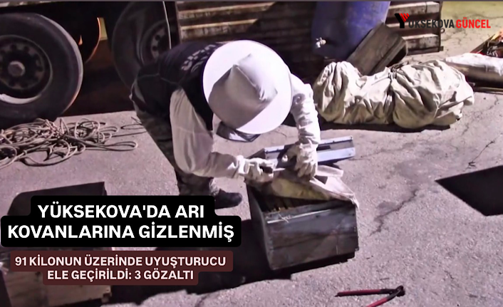 Yüksekova'da arı kovanlarına gizlenmiş 91 kolonun üzerinde uyuşturucu ele geçirildi: 3 gözaltı