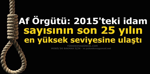Af Örgütü: 2015'teki idam sayısının son 25 yılın en yüksek seviyesi