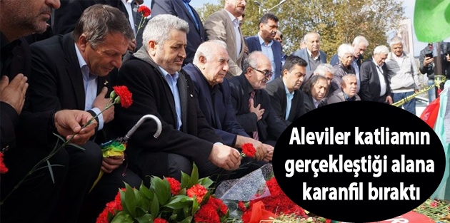 Aleviler katliamın gerçekleştiği alana karanfil bıraktı