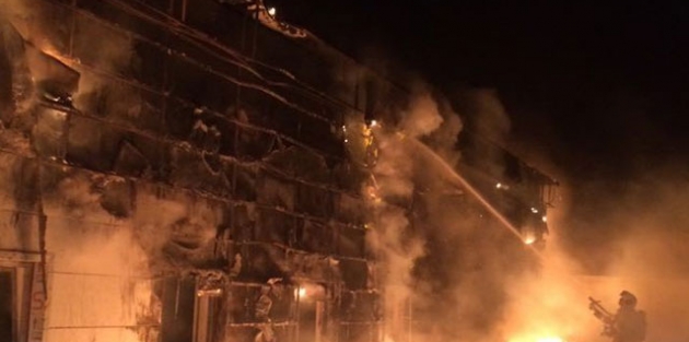 Bandırma Devlet Hastanesi ek binası inşaatında yangın paniği