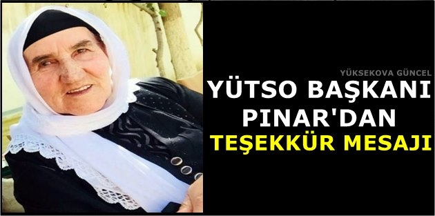 YÜTSO Başkanı Pınar'dan Teşekkür Mesajı