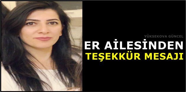 Er Ailesinden Teşekkür Mesajı