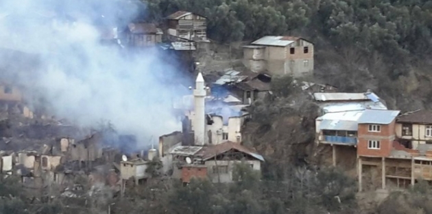 Köyde çıkan yangında 20 ev yandı