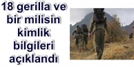 18 gerilla ve bir milisin kimlik bilgileri açıklandı