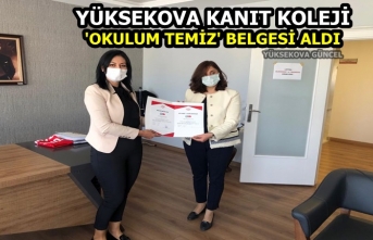 Yüksekova kanıt koleji 'okulum temiz' belgesi aldı
