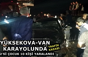 Yüksekova-Van Karayolunda Trafik Kazası: 2'si Çocuk 10 Kişi Yaralandı