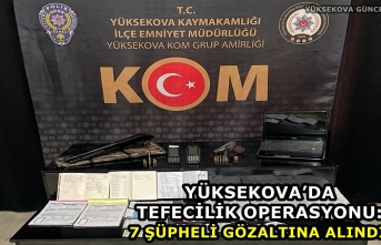 Yüksekova’da Tefecilik Operasyonu: 7 Şüpheli Gözaltına Alındı