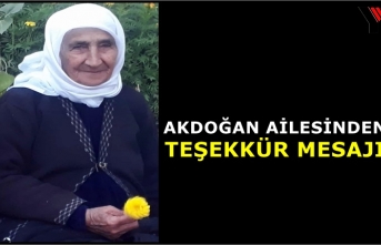 Akdoğan Ailesinden Teşekkür Mesajı