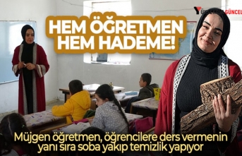 Yüksekova'da Örnek Bir Öğretmen: Hem öğrencilere ders veriyor, hem de soba yakıp okulun temizliğini yapıyor