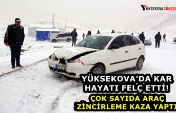 Yüksekova’da kar hayatı felç etti! Çok Sayıda Araç Zincirleme Kaza Yaptı