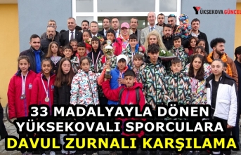 33 madalyayla dönen Yüksekovalı sporculara davul...