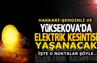 Hakkari-Yüksekova ve Şemdinli'de Elektrik Kesintisi Yaşanacak