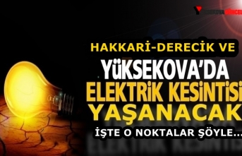 Hakkari-Yüksekova ve Derecik'te Elektrik Kesintisi...