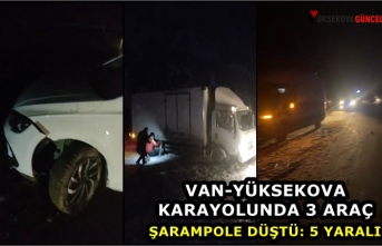 Van-Yüksekova Karayolunda 3 Araç Şarampole Düştü:...