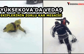 Yüksekova'da VEDAŞ ekiplerinin zorlu kar mesaisi