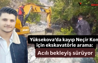 Yüksekova’da kayıp Neçir Kom için ekskavatörle...