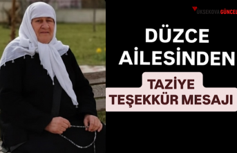 Düzce Ailesinden Taziye Teşekkür Mesajı