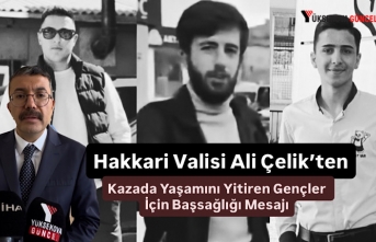 Hakkari Valisi Ali Çelik’ten Kazada Yaşamını Yitiren Gençler İçin Başsağlığı Mesajı