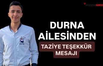 Durna Ailesi Acı Olayda Hayatını Kaybeden Cihat Durna İçin Taziye Teşekkür Mesajı Yayınladı