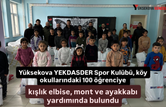 Yüksekova YEKDASDER Spor Kulübü, köy okullarındaki 100 öğrenciye kışlık elbise, mont ve ayakkabı yardımında bulundu