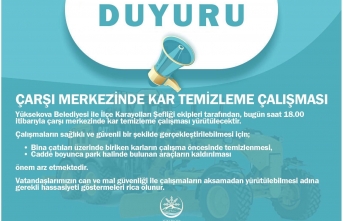 Yüksekova Çarşı Merkezinde Kar Temizleme Çalışması