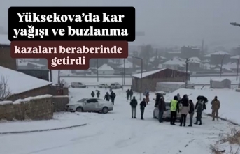 Yüksekova’da kar yağışı ve buzlanma kazaları...