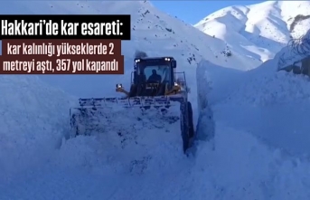 Hakkari’de kar esareti: kar kalınlığı yükseklerde 2 metreyi aştı, 357 yol kapandı