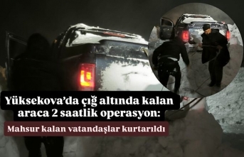 Yüksekova’da çığ altında kalan araca 2 saatlik...