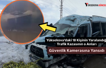 Yüksekova’daki 18 Kişinin Yaralandığı Trafik Kazasının o Anları Güvenlik Kamerasına Yansıdı