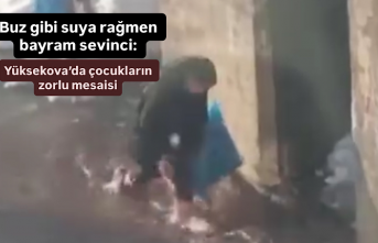 Buz gibi suya rağmen bayram sevinci: Yüksekova’da çocukların zorlu mesaisi