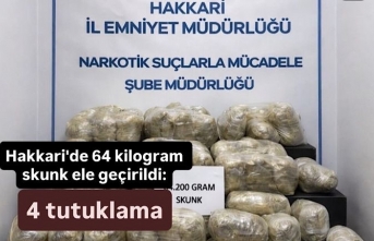 Hakkari'de 64 kilogram skunk ele geçirildi:...