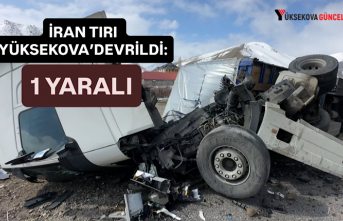 İran tırı Yüksekova’da devrildi: 1 yaralı