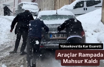 Yüksekova’da Kar Esareti: Araçlar Rampada Mahsur...