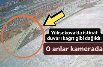 Yüksekova’da istinat duvarı kağıt gibi dağıldı: O anlar kamerada